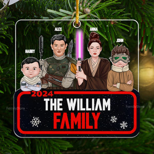 Star War Christmas Galaxy Family Version 2 - Personalized Acrylic Ornament - Gift For Family Members - NA94