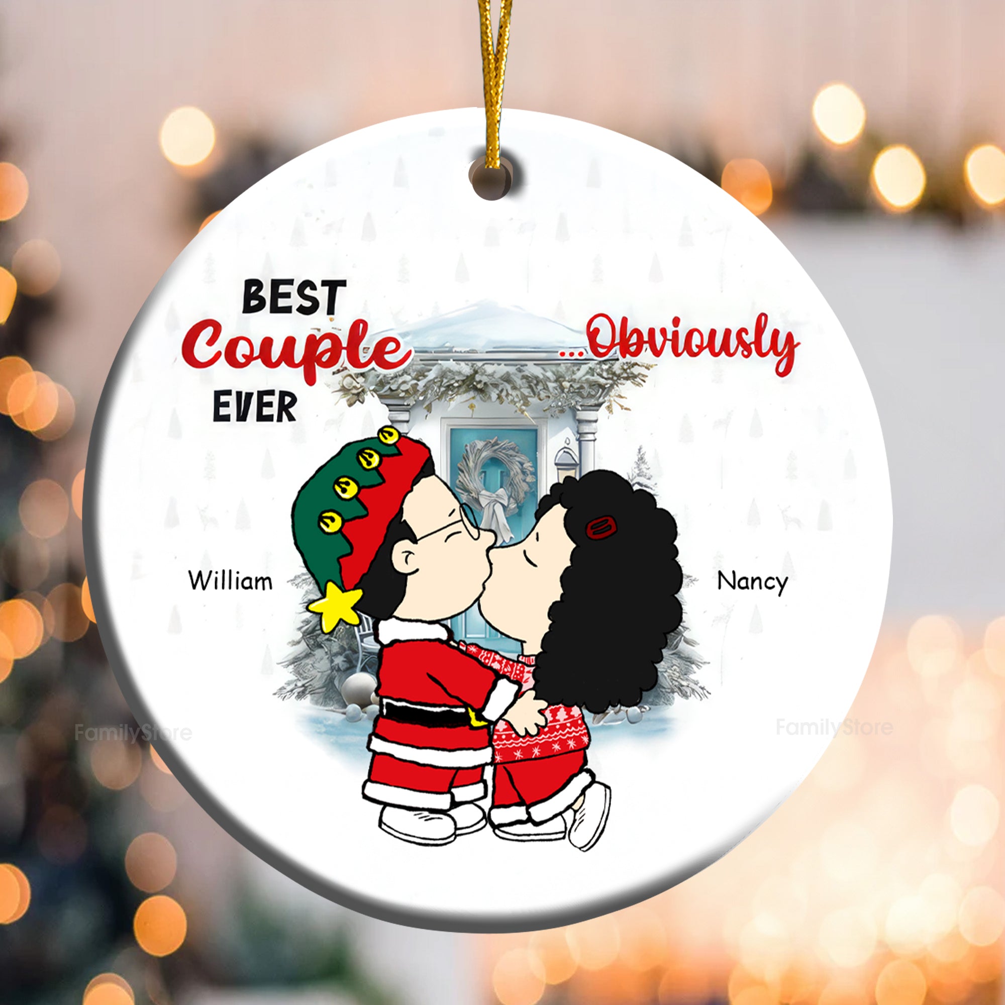 Best Couple Ever Obvicusly Personalized Ceramic Ornament - Gift For Couple, Husband Wife, Anniversary, Engagement, Wedding, Marriage Gift CL45 NH96