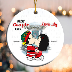 Best Couple Ever Obvicusly Personalized Ceramic Ornament - Gift For Couple, Husband Wife, Anniversary, Engagement, Wedding, Marriage Gift CL45 NH96