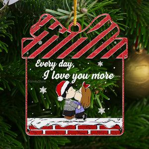 Peanuts Every Day I Love You More - Personalized  Acrylic Ornament - Gift For Couple, Husband Wife, Anniversary, Engagement, Wedding, Marriage - CL45 NA94