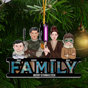 Merry Sithmas 2024 We Are A Family From The Galaxy Star War - Christmas Gift For Family Members - Personalized Acrylic Ornament - CL46 NA94