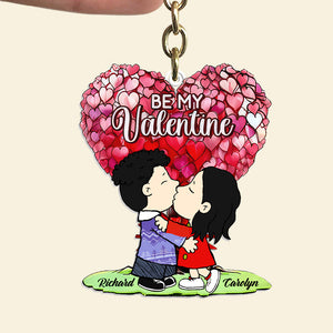 Be My Valentine Peanuts - Personalized Acrylic Keychain - Gift For Couple, Husband Wife, Anniversary, Engagement, Wedding, Marriage Gift GR9 NH96