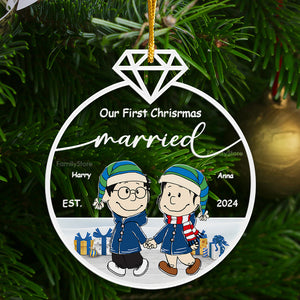 Our First Christmas Married Peanuts - Personalized Acrylic Ornament - Gift For Couple, Husband Wife, Anniversary, Engagement, Wedding, Marriage Gift - CL43 NH96