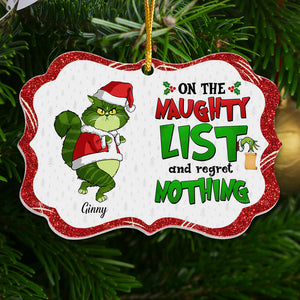 On The Maughty List And Regret Nothing Grinch Cats- Gift For Cat Lover, Pet Lovers - Personalized Acrylic Ornament - CL16 NH96