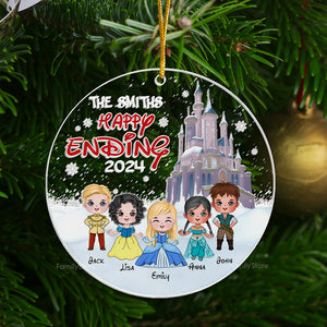 The Happy Ending Fairy Tale Prince And Princess - Gift For Family - Personalized Acrylic Ornament - CL23 NA94