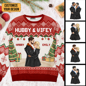 Hubby And Wifey Harry Potter - Personalized Ugly Sweatshirt - Gift For Couple, Husband Wife, Anniversary CL20 NH96