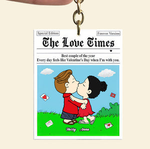 The Love Times Peanuts - Personalized Acrylic Keychain - Gift For Couple, Husband Wife, Anniversary, Engagement, Wedding, Marriage Gift GR9 NH96