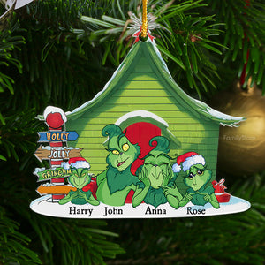 Green Monster Family Merry Christmas - Gift For Family Members - Personalized Acrylic Ornament  - CL27