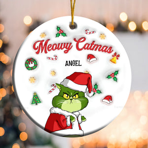 Meowy Catmas Grinch Cats- Gift For Cat Lover, Pet Lovers - Personalized Ceramic Ornament - CL16 NH96