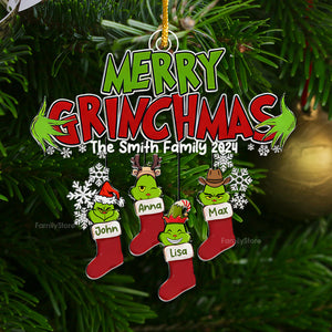 Merry Grinchmas Hohoho - Gift For Family Members - Personalized Acrylic Ornament  - CL42 NA94