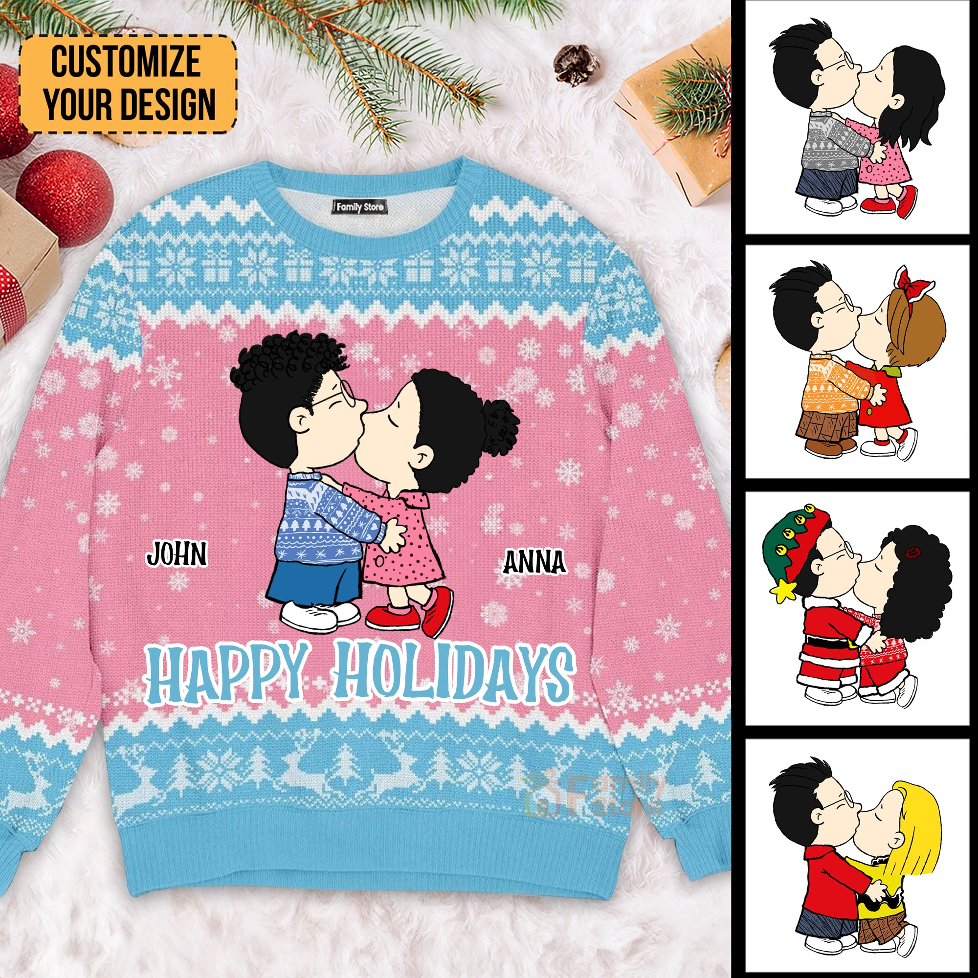 Peanuts Snoopopy Happy Holidays - Personalized Ugly Sweatshirt - Gift For Couple, Husband Wife, Anniversary CL45 NH96