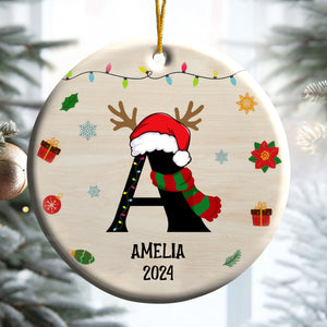 Name Monogram Christmas Family - Gift For Family - Personalized Ceramic Ornament NA94