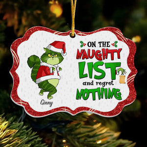 On The Maughty List And Regret Nothing Grinch Cats- Gift For Cat Lover, Pet Lovers - Personalized Acrylic Ornament - CL16 NH96