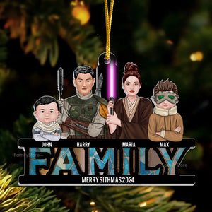 Merry Sithmas 2024 We Are A Family From The Galaxy Star War - Christmas Gift For Family Members - Personalized Acrylic Ornament - CL46 NA94