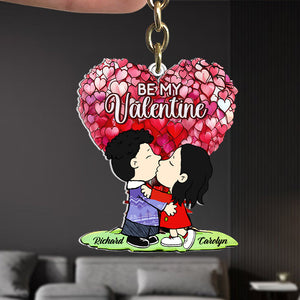 Be My Valentine Peanuts - Personalized Acrylic Keychain - Gift For Couple, Husband Wife, Anniversary, Engagement, Wedding, Marriage Gift GR9 NH96