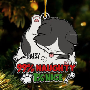 99% Naughty 1% Nice - Gift For Cat Lover, Pet Lovers - Personalized Acrylic Ornament - CLP10