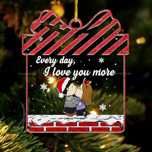 Peanuts Every Day I Love You More - Personalized  Acrylic Ornament - Gift For Couple, Husband Wife, Anniversary, Engagement, Wedding, Marriage - CL45 NA94