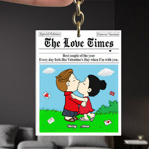 The Love Times Peanuts - Personalized Acrylic Keychain - Gift For Couple, Husband Wife, Anniversary, Engagement, Wedding, Marriage Gift GR9 NH96