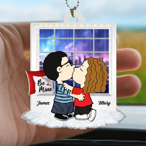 Peanuts Couples On Window - Personalized Car Ornament - Gift For Couple, Husband Wife, Anniversary, Engagement, Wedding, Marriage Gift GR9 NH96