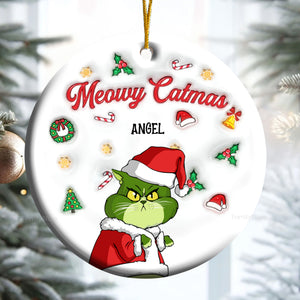 Meowy Catmas Grinch Cats- Gift For Cat Lover, Pet Lovers - Personalized Ceramic Ornament - CL16 NH96