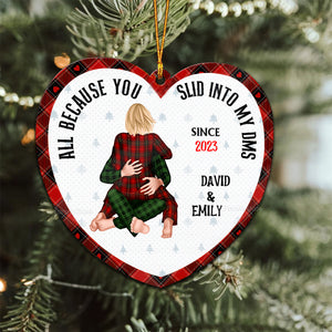 All Because You Slid Into My Dms - Gift for Couples - Personalized Wood Ornament - CL28 NH96