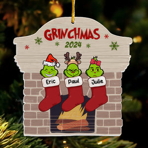 Hey Green Monsters Are On The Socks - Gift For Family Members - Personalized Acrylic Ornament - CL42 NA94