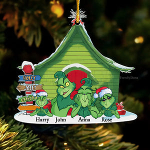 Green Monster Family Merry Christmas - Gift For Family Members - Personalized Acrylic Ornament  - CL27