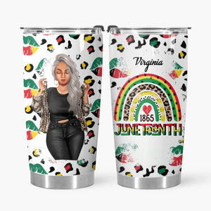 Juneteenth1865 Rainbow Leopard Print  - Personalized Tumbler - Gift for Juneteenth Black Women, African Americans | GR3