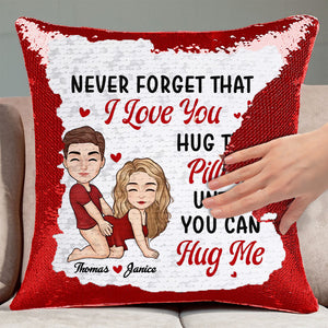 Couple I'd Rather Be Kissing You  - Personalized  Sequin Pillow  - Gift For Couple, Husband Wife, Anniversary, Engagement, Wedding, Marriage Gift|GR10 NA94