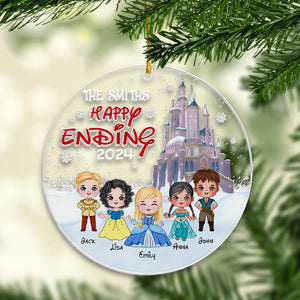 The Happy Ending Fairy Tale Prince And Princess - Gift For Family - Personalized Acrylic Ornament - CL23 NA94