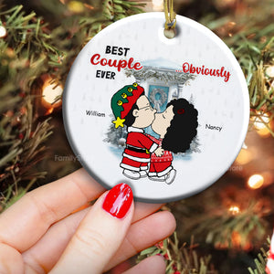 Best Couple Ever Obvicusly Personalized Ceramic Ornament - Gift For Couple, Husband Wife, Anniversary, Engagement, Wedding, Marriage Gift CL45 NH96