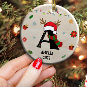 Name Monogram Christmas Family - Gift For Family - Personalized Ceramic Ornament NA94