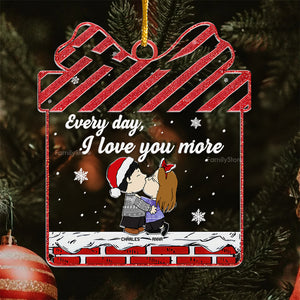 Peanuts Every Day I Love You More - Personalized  Acrylic Ornament - Gift For Couple, Husband Wife, Anniversary, Engagement, Wedding, Marriage - CL45 NA94