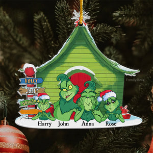 Green Monster Family Merry Christmas - Gift For Family Members - Personalized Acrylic Ornament  - CL27