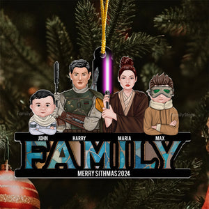 Merry Sithmas 2024 We Are A Family From The Galaxy Star War - Christmas Gift For Family Members - Personalized Acrylic Ornament - CL46 NA94