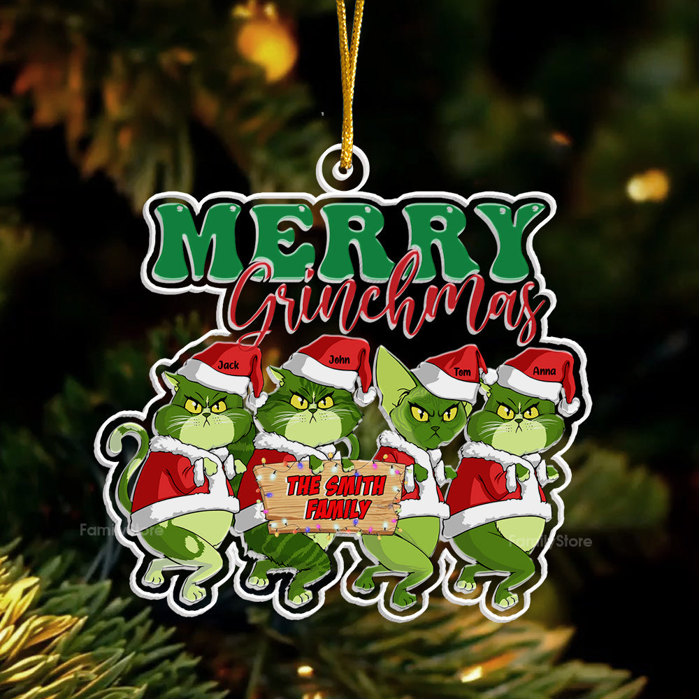 Grinch Green Cats Stolen Christmas - Gift For Cat, Pet Lovers - Personalized Acrylic Ornament - CL16 NA94