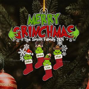 Merry Grinchmas Hohoho - Gift For Family Members - Personalized Acrylic Ornament  - CL42 NA94