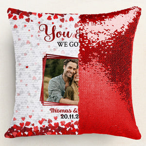 Custom Photo We Got This - Personalized  Sequin Pillow  - Gift For Couple, Husband Wife, Anniversary, Engagement, Wedding, Marriage Gift - NA94