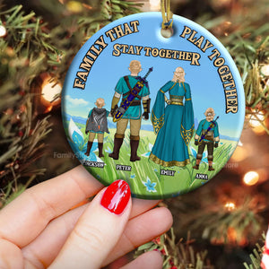 Family That Play Together Stay Together Zelda - Personalized Ceramic Ornament - Gift For Family Memmber CL07 NH96