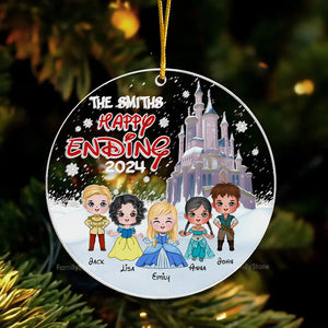 The Happy Ending Fairy Tale Prince And Princess - Gift For Family - Personalized Acrylic Ornament - CL23 NA94