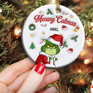 Meowy Catmas Grinch Cats- Gift For Cat Lover, Pet Lovers - Personalized Ceramic Ornament - CL16 NH96