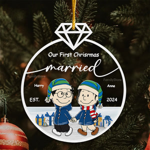 Our First Christmas Married Peanuts - Personalized Acrylic Ornament - Gift For Couple, Husband Wife, Anniversary, Engagement, Wedding, Marriage Gift - CL43 NH96