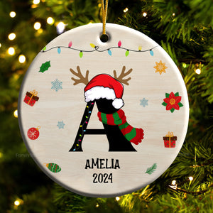 Name Monogram Christmas Family - Gift For Family - Personalized Ceramic Ornament NA94