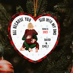 All Because You Slid Into My Dms - Gift for Couples - Personalized Wood Ornament - CL28 NH96