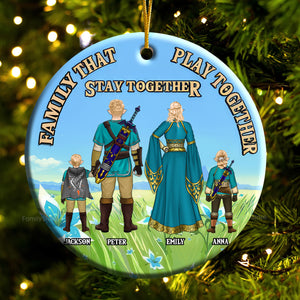 Family That Play Together Stay Together Zelda - Personalized Ceramic Ornament - Gift For Family Memmber CL07 NH96