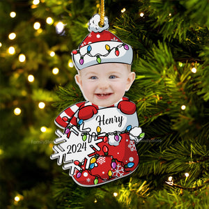 Peeking Baby First Christmas - Gift For Mom, Dad, Baby - Personalized Acrylic Ornament - NA94