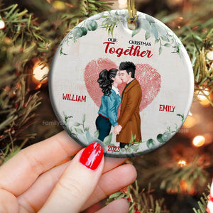 Our First Christmas Together - Gift for Couples - Personalized Ceramic Ornament - CL30 NH96