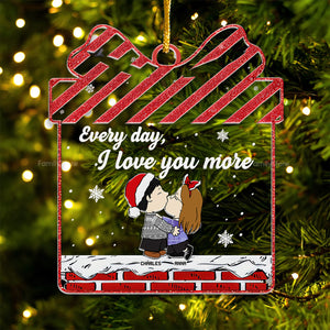 Peanuts Every Day I Love You More - Personalized  Acrylic Ornament - Gift For Couple, Husband Wife, Anniversary, Engagement, Wedding, Marriage - CL45 NA94