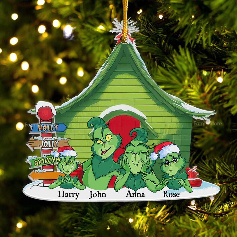 Green Monster Family Merry Christmas - Gift For Family Members - Personalized Acrylic Ornament  - CL27