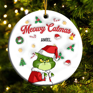 Meowy Catmas Grinch Cats- Gift For Cat Lover, Pet Lovers - Personalized Ceramic Ornament - CL16 NH96